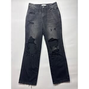 Flying Monkey Women's Ultra High Rise True Straight Black Jeans - 27 (29x27.5)